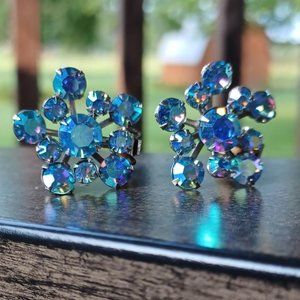 Vintage Rhinestone Clip On Earrings